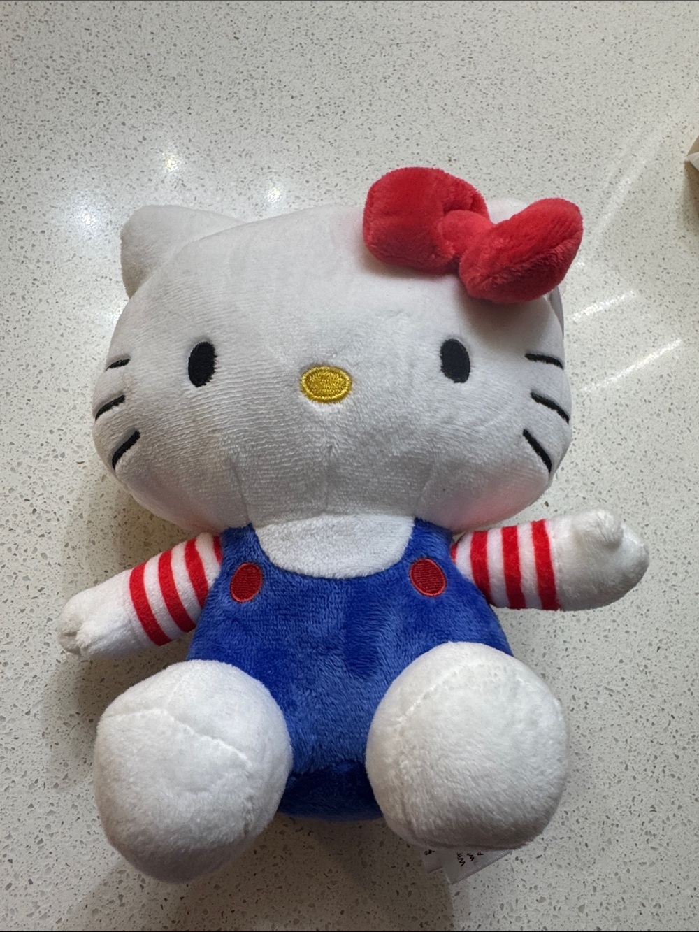 Hello Kitty Plush - White with Red Bow and Blue Overalls